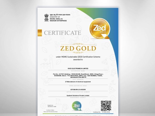 ZED Gold Certification – MSME Sustainable (ZED) Scheme